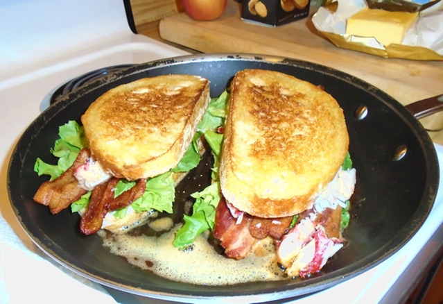 Lobster-bacoan sourdough sandwich